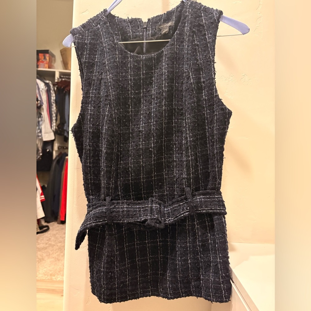 Elegant Navy Tweed Top